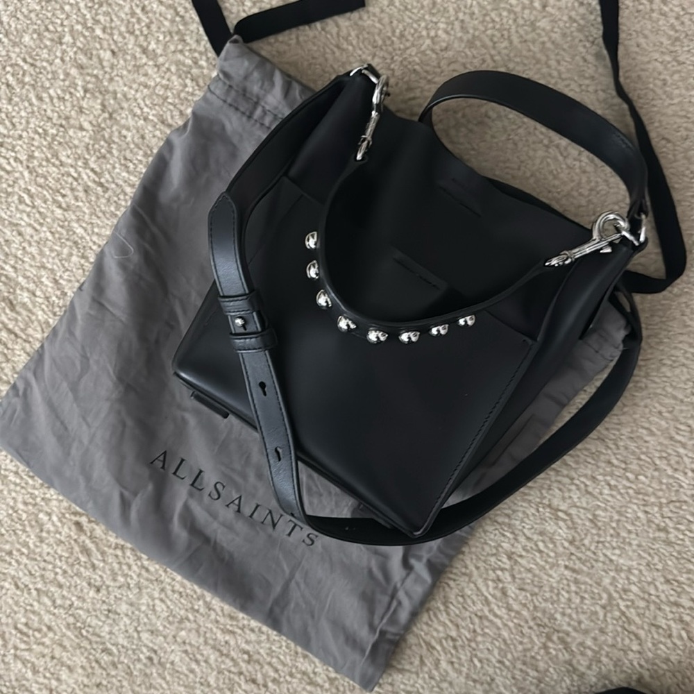 Allsaints black crossbody bag